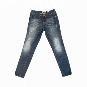 WannaBettaButt Mid Rise Distressed Blue Wash Skinny Jeans Women's Size 9 29